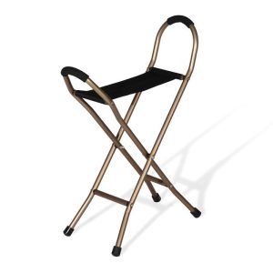 Bastón con asiento de 4 patas desplegado