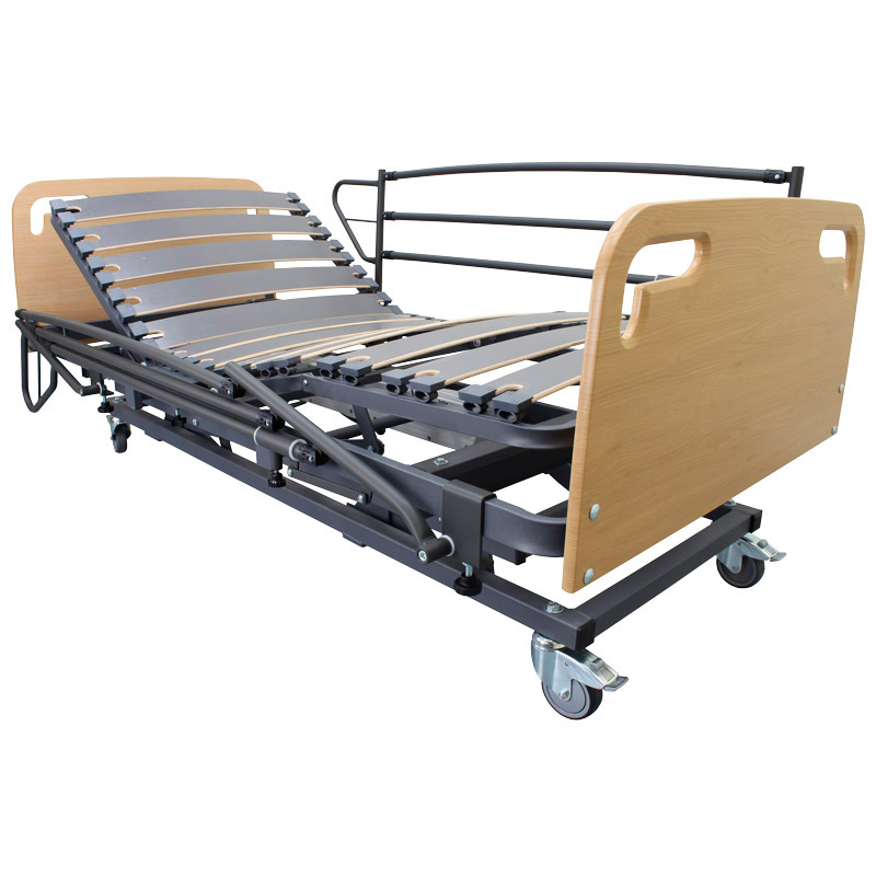 Cama articulada elevadora Orlando Cama articulada Orlando con cabeceros de madera y barandillas plegables