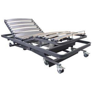 Cama articulada Olimpo baja sin cabeceros, con carro elevador y ruedas