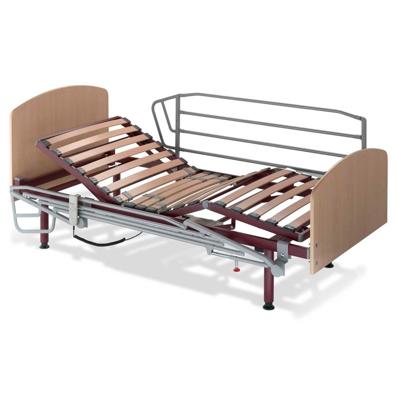 Cama articulada Recom patas Cama eléctrica Recom con barandillas y cabeceros de madera