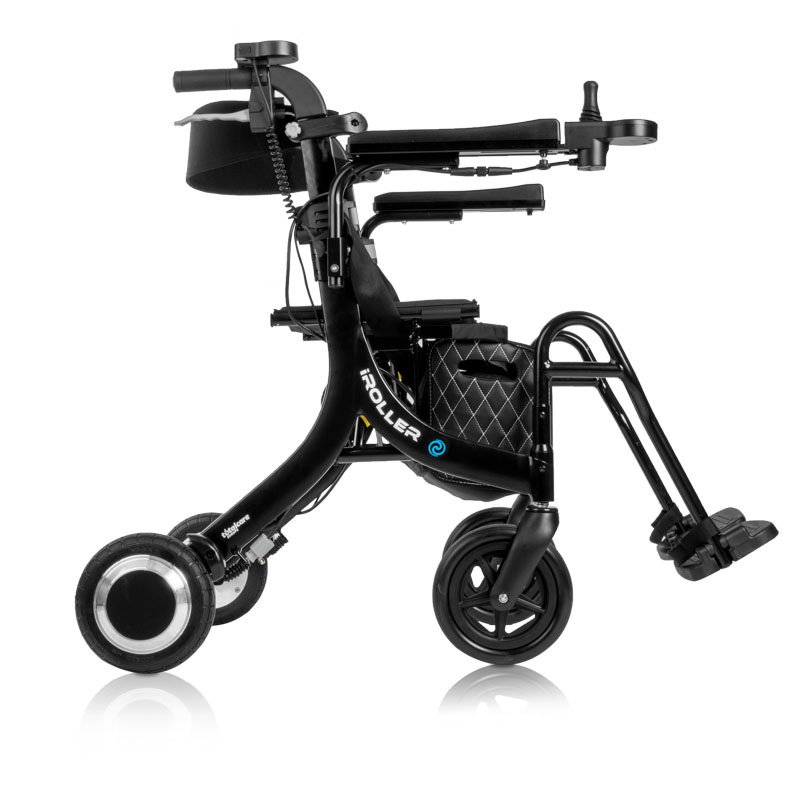 Andador eléctrico Iroller Vista lateral del andador iRoller en modo silla eléctrica