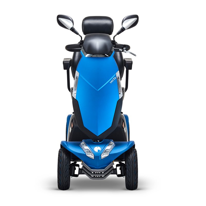 Scooter Vecta Sport Vista frontal del scooter Vecta Sport en color azul