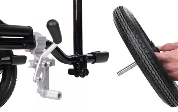 Silla de ruedas PC Detalle del sistema Quick Release para ruedas