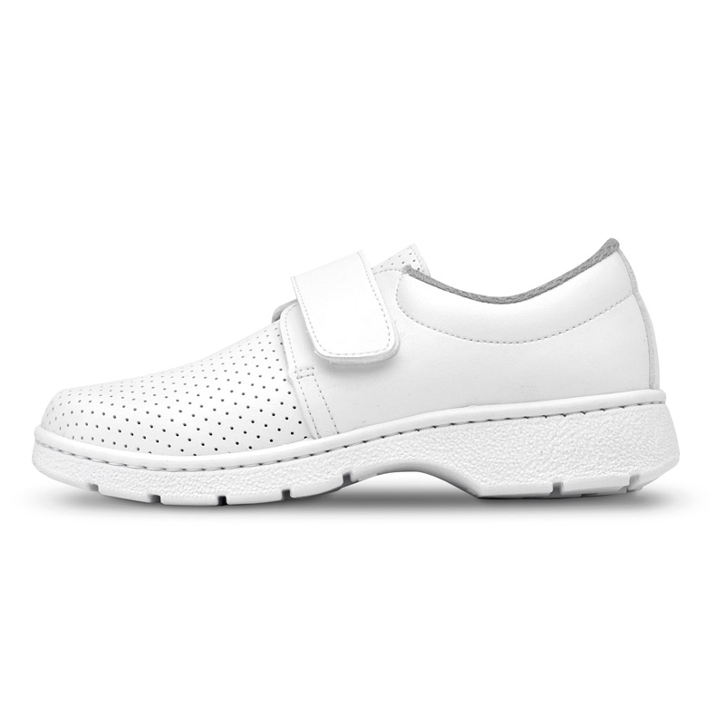 Zapatos sanitarios unisex 21010P Zapato sanitario unisex blanco modelo 21010P lateral