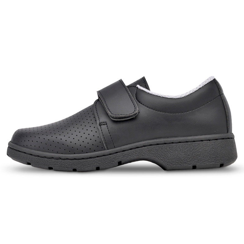 Zapatos sanitarios unisex 21010P Zapato sanitario unisex negro modelo 21010P lateral