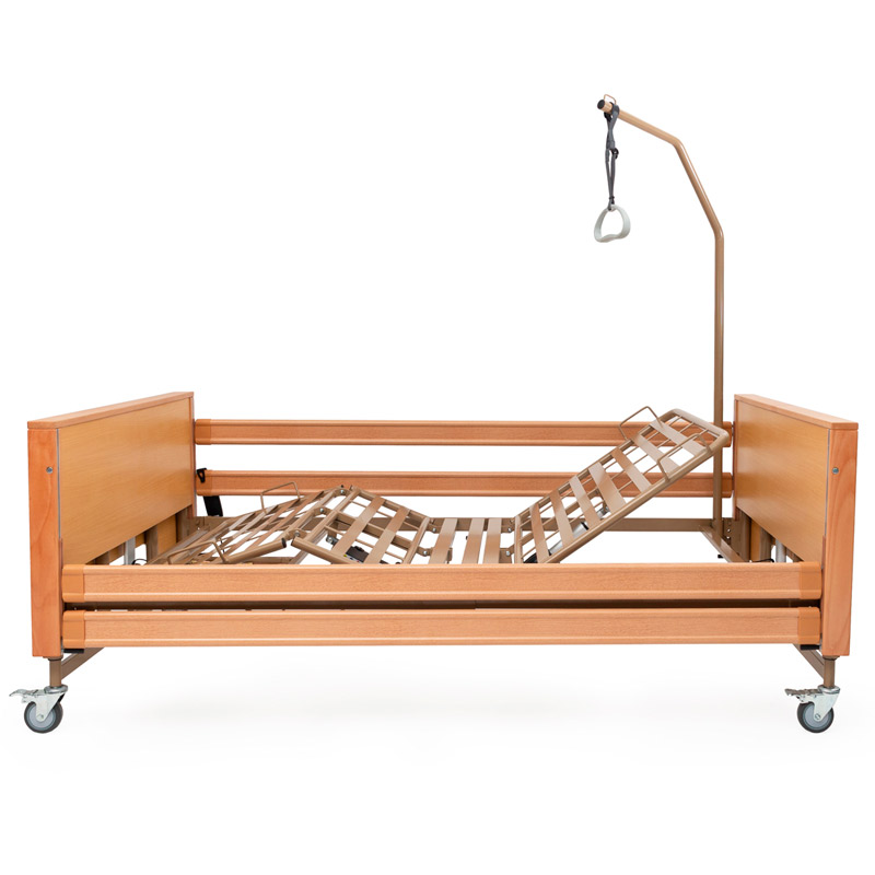 Cama elevadora bariátrica Norma 120 Vista lateral de la cama elevadora Norma 120 con somier articulado