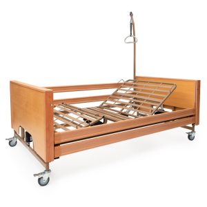 Perspectiva de la cama Norma 120 con respaldo articulado y trapecio