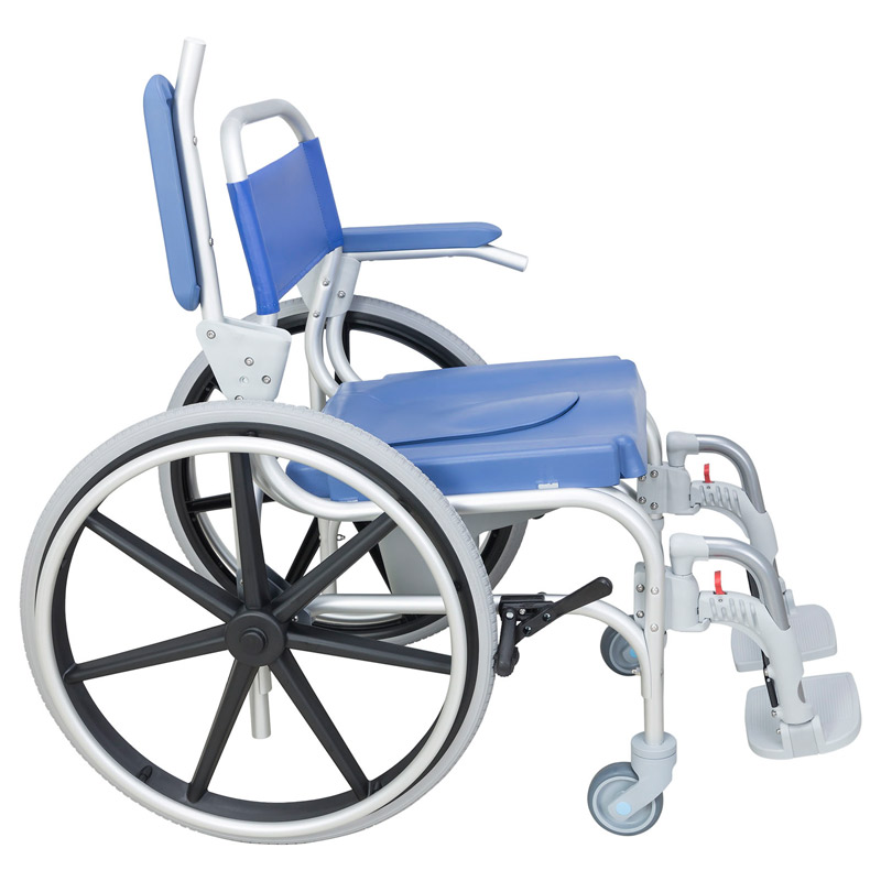 Silla de ducha WC Atlantic Vista lateral de la silla Atlantic con cubeta