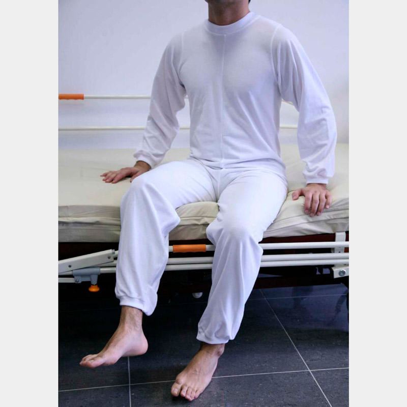 Pijama largo con doble cremallera Pijama largo para pacientes en posición sentada
