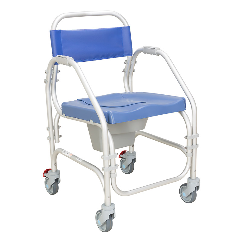 Silla de baño pacific Silla de baño Pacific con ruedas y asiento sanitario azul