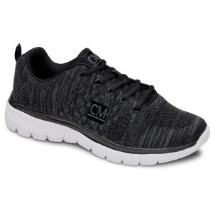 Zapatillas negras con suela blanca y cordones, modelo ortopédico para hombre