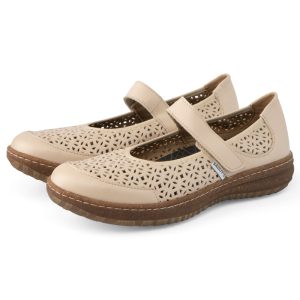 Zapatos beige con cierre de velcro y plantilla extraíble