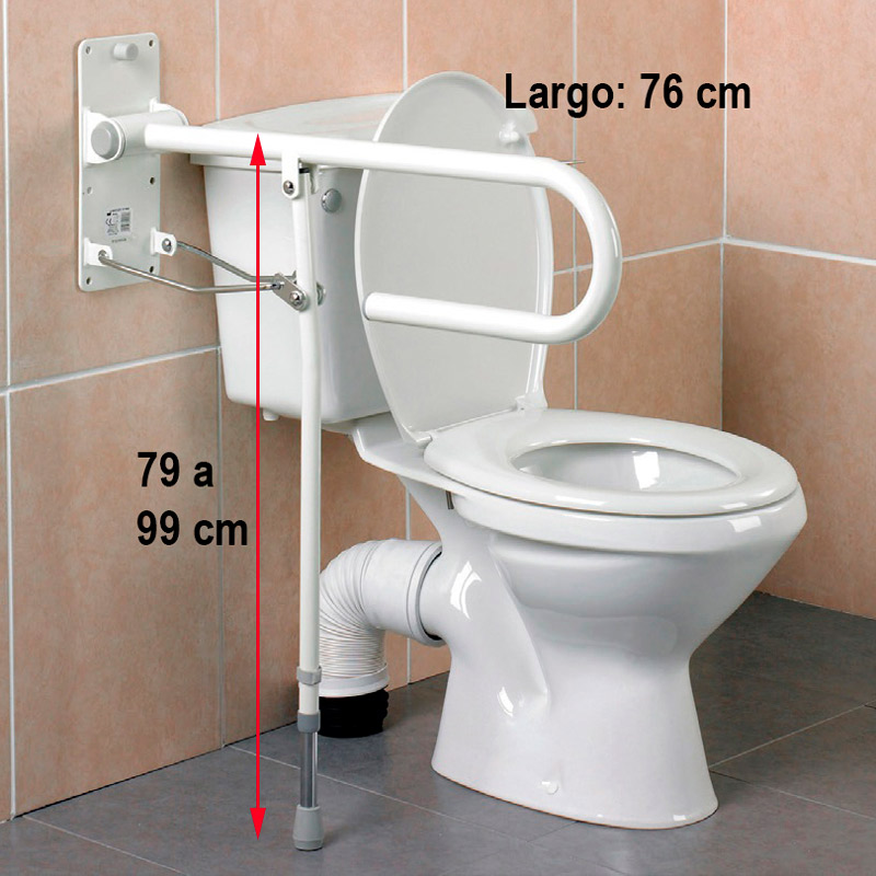 Barra abatible con pata regulable Barra de apoyo abatible para baño con pata ajustable en altura