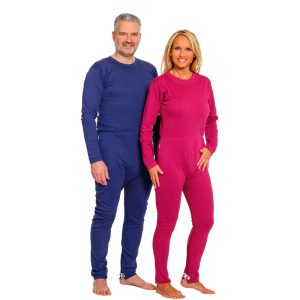 Pareja con body largo con doble cremallera, ideal para pacientes con demencia o incontinencia