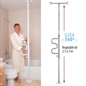 Barra vertical giratoria instalada entre suelo y techo