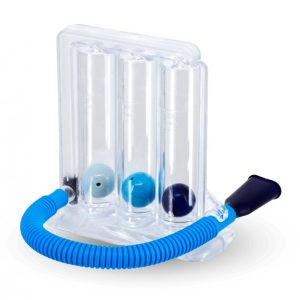 Ejercitador respiratorio Triflo II con tres cámaras y bolas de colores