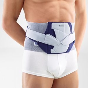 Faja lumbar LumboLoc Forte vista frontal colocada en el abdomen