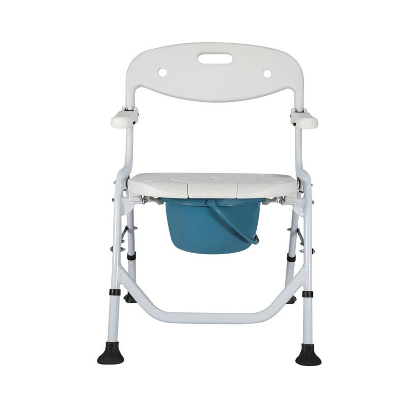 Silla de ducha plegable con inodoro Silla de ducha plegable con inodoro portátil y reposabrazos abatibles