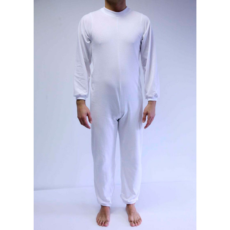 Pijama antipañal largo cremallera espalda vista frontal del pijama antipañal de una pieza con mangas y piernas largas