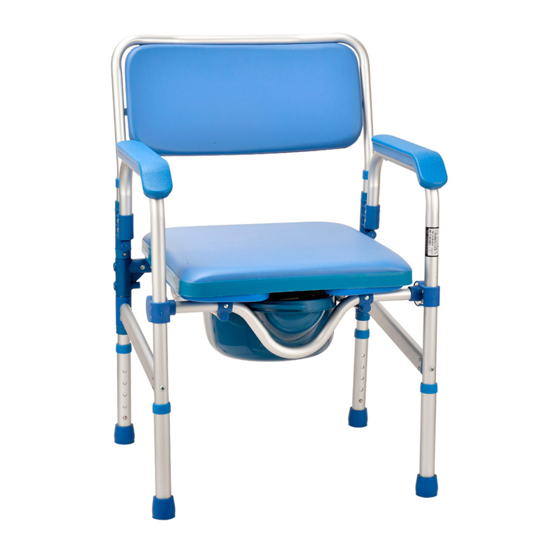 Silla con WC 3 en 1 Silla con WC 3 en 1 de aluminio ligera y multifuncional con asiento en U y respaldo acolchado
