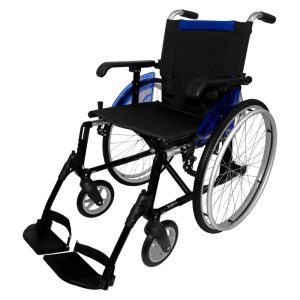 Silla de ruedas Line en color azul con ruedas traseras de 600 mm