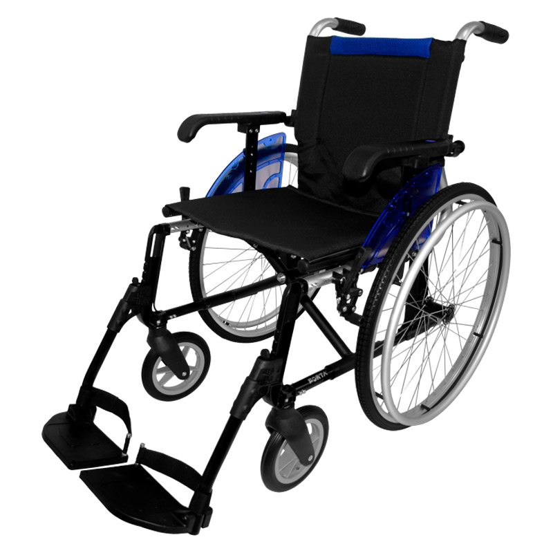 Silla de ruedas Line Silla de ruedas Line en color azul con ruedas traseras de 600 mm