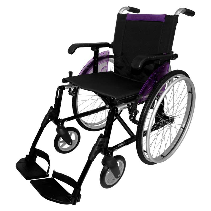 Silla de ruedas Line Silla de ruedas Line en color malva con ruedas traseras grandes