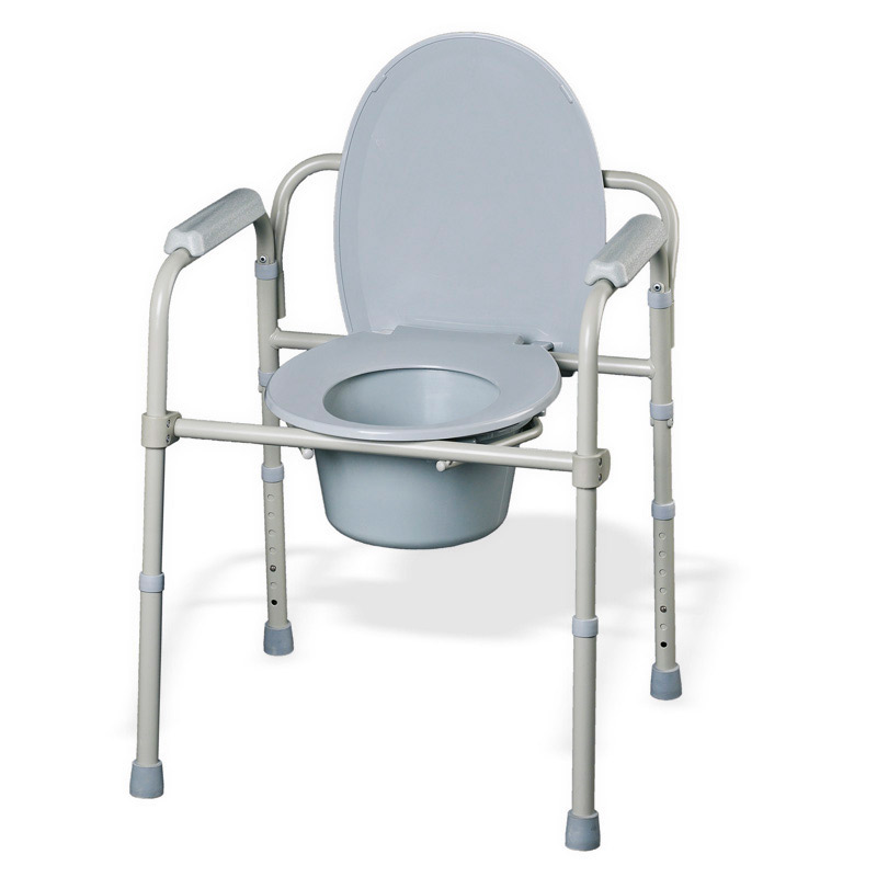 Silla de servicio plegable Silla de servicio plegable con altura regulable y cubeta extraíble con tapa
