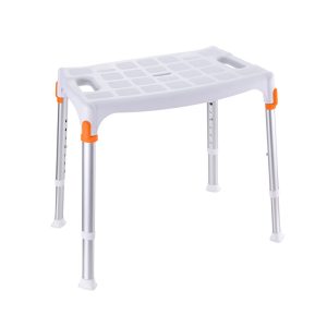 Taburete rectangular blanco para baño regulable en altura