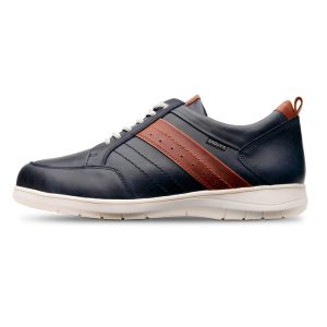 Zapato casual sport para hombre modelo 20688 en azul y marrón con suela ligera y plantilla extraíble