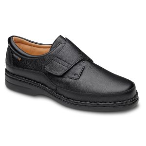 Zapato casual para hombre en piel negra modelo 2109 con cierre de velcro y plantilla extraíble