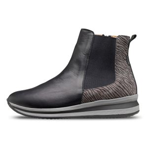 Botín casual para mujer modelo 20707 en piel y serraje, con cremallera lateral y elástico