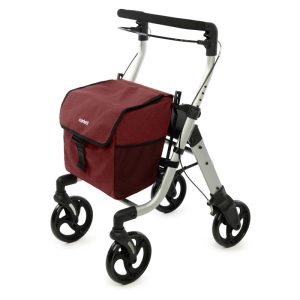 Rollator Lett Walk en color rojo con asiento y cesta