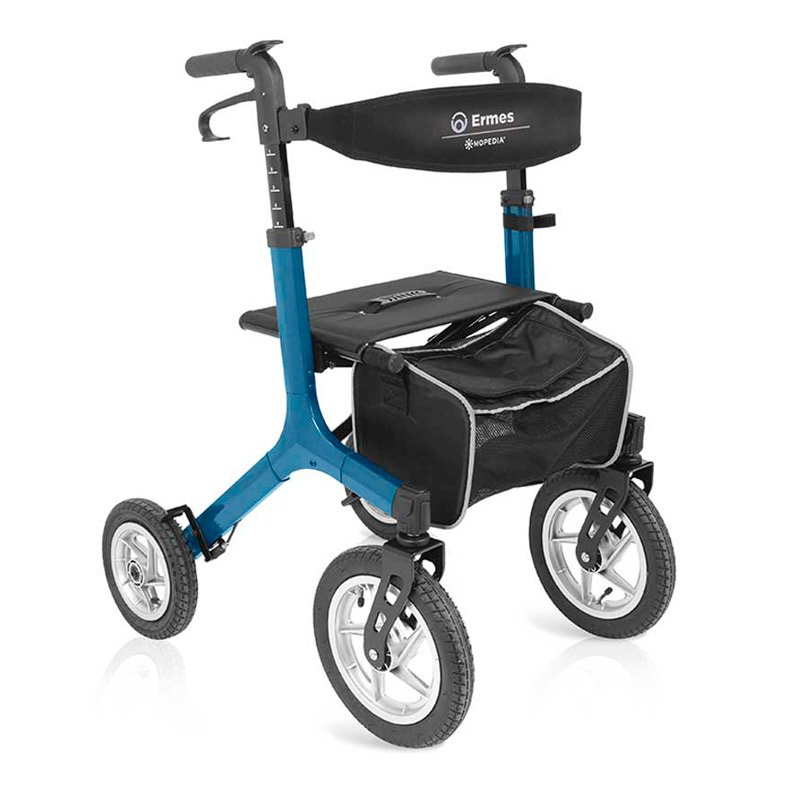 Rollator todoterreno Ermes Andador rollator todoterreno Ermes plegable de aluminio azul con asiento y bolso