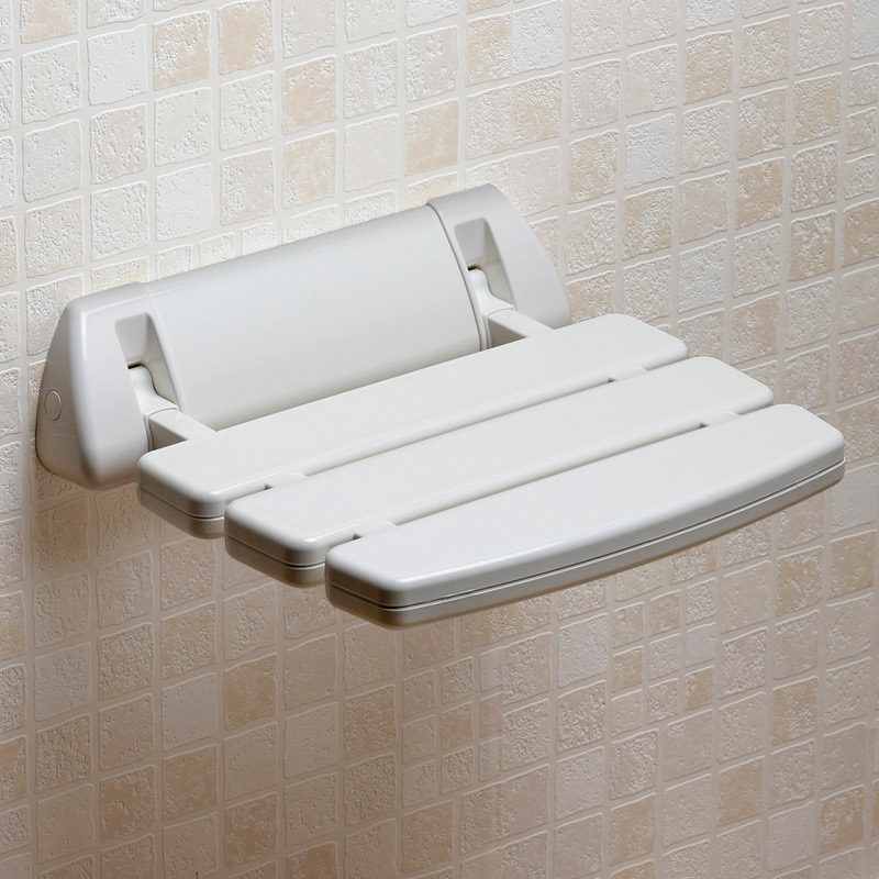 Asiento abatible Pisa Asiento abatible PISA instalado en pared para mayor seguridad en la ducha