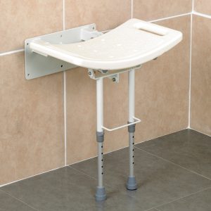 Asiento de ducha abatible con patas regulables en altura