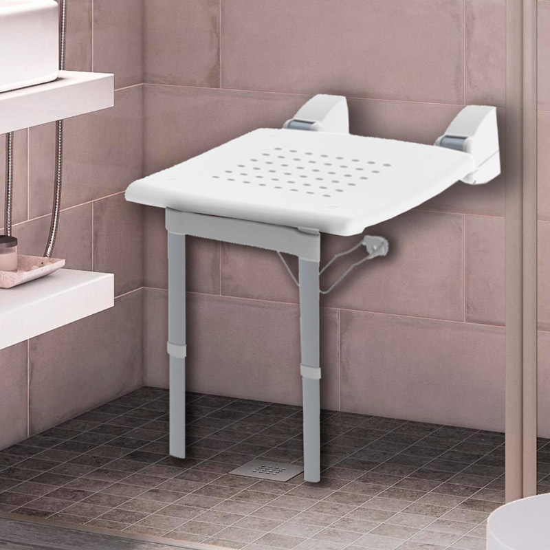 Asiento de ducha plegable Profilo Asiento abatible PROFILO instalado en ducha con patas