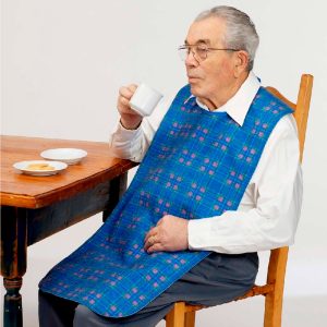 Hombre con babero para adultos estampado azul oscuro impermeable