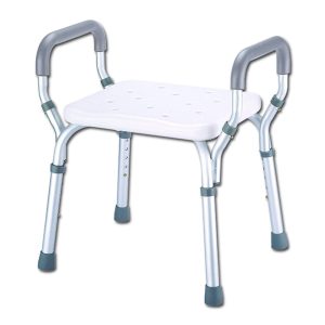Banqueta de ducha de aluminio con altura regulable y reposabrazos desmontables