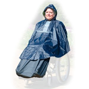 Poncho impermeable con capucha y cremallera para usuarios de silla de ruedas