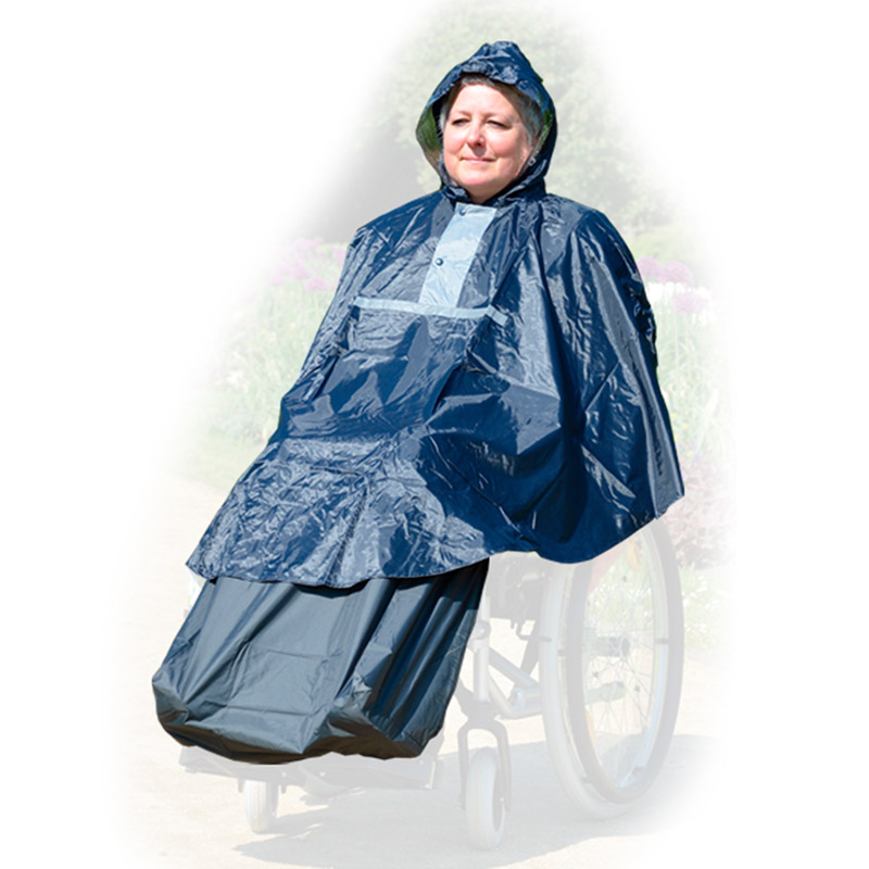 Chubasquero para silla de ruedas Poncho impermeable con capucha y cremallera para usuarios de silla de ruedas