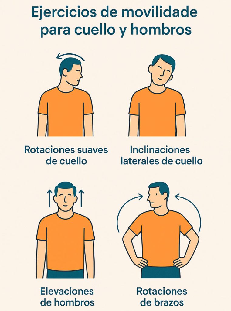 Ejercicios de movilidad articular Ejercicios de movilidad articular en cuello y hombros