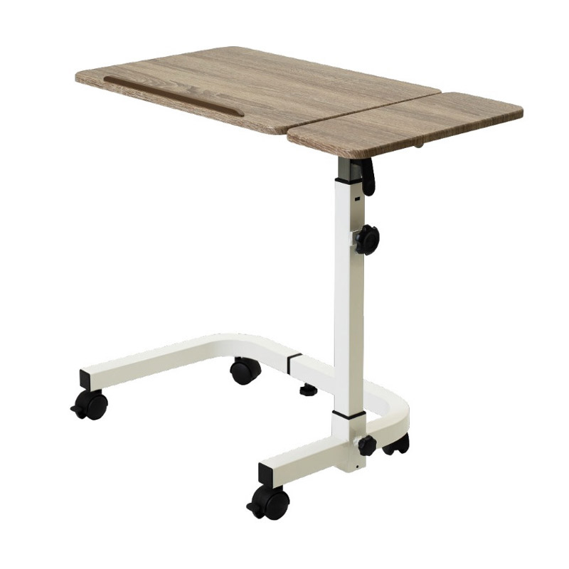 Mesita auxiliar abatible Mesa auxiliar abatible con tablero inclinable y tablero fijo, regulable en altura con ruedas