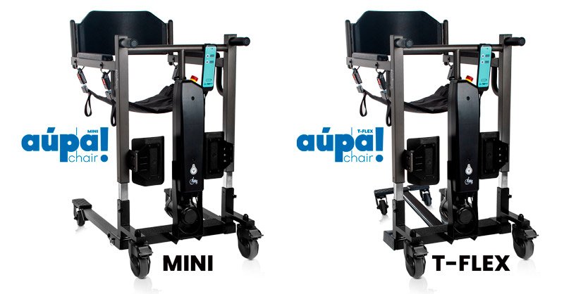 Silla grúa Aupa Chair Comparativa modelos Aúpa Chair Mini y T-Flex para transferencias