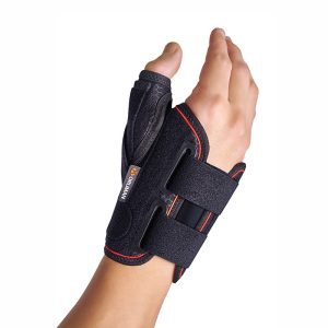 Muñequera corta con férula de pulgar semirrígida negra