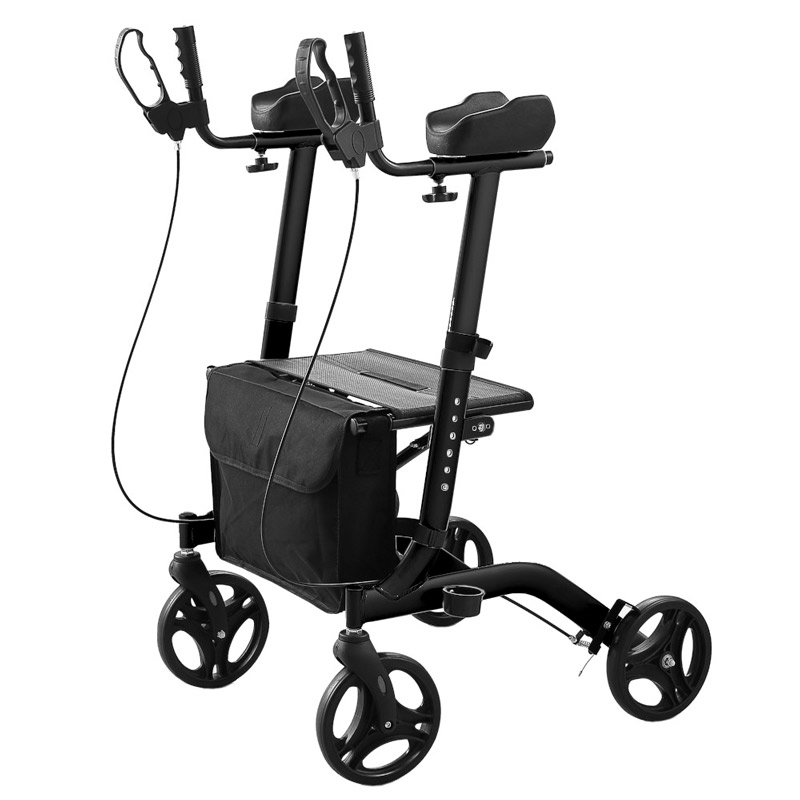 Rollator con apoyo en antebrazos Rollator con apoyo de antebrazos con asiento y bolsa portaobjetos