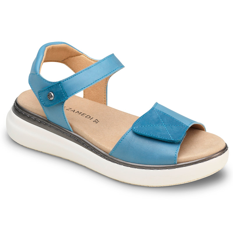 Sandalias de ancho especial 0812 Sandalias ortopédicas mujer 0812 en color azul con plantilla extraíble