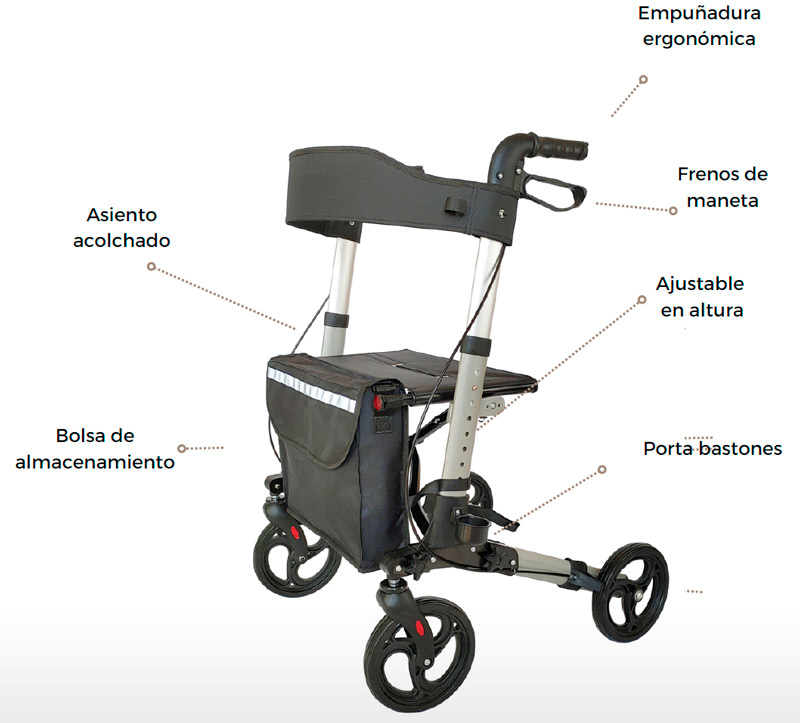 Andador rollator Ibili Andador rollator Ibili con asiento, frenos de maneta y altura regulable