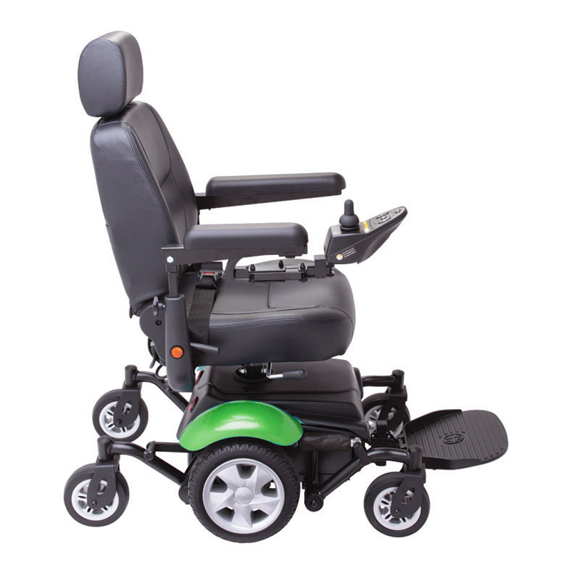 Silla de ruedas eléctrica tracción central R300 Vista lateral de la silla de ruedas eléctrica tracción central R300