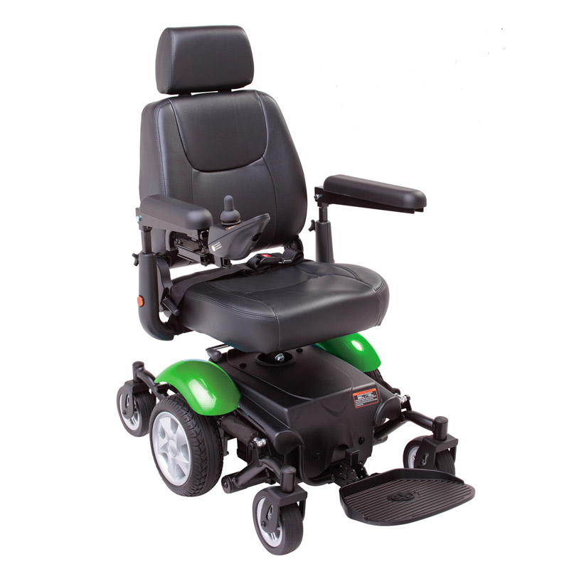 Silla de ruedas eléctrica tracción central R300 Vista frontal de la silla de ruedas eléctrica R300